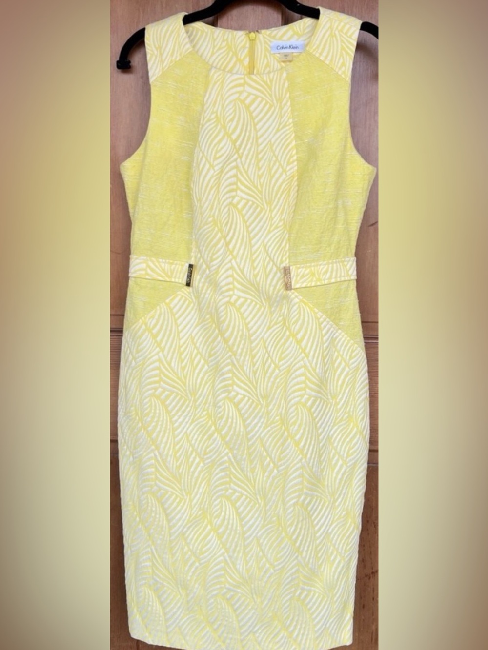 Calvin Klein Yellow & White Sleeveless Dress 4